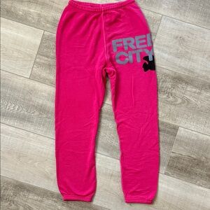 Freecity Hot Pink Sweatpants with Graphic